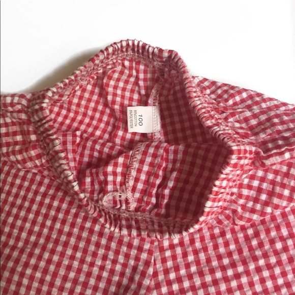 Red checkered baby pants with crinkled fabric - Picture 3 of 4